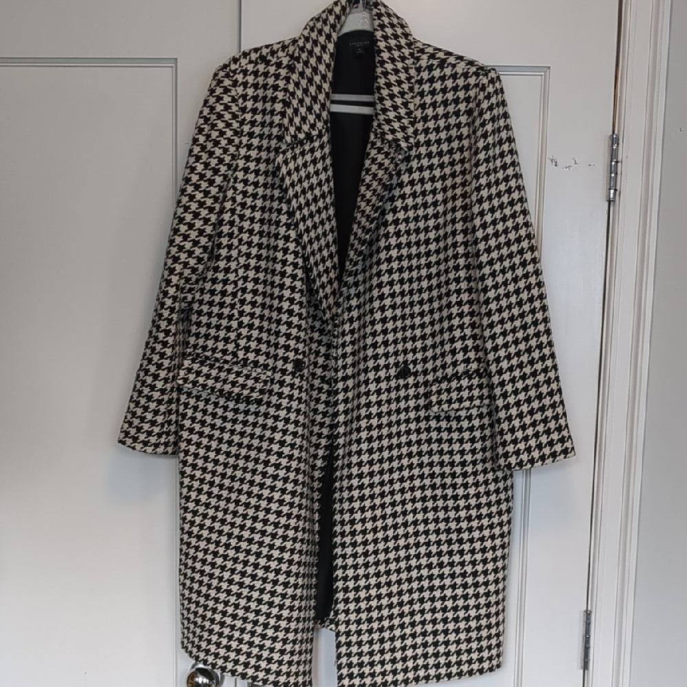Ann Taylor Black and White Houndstooth Jacket Sz XL